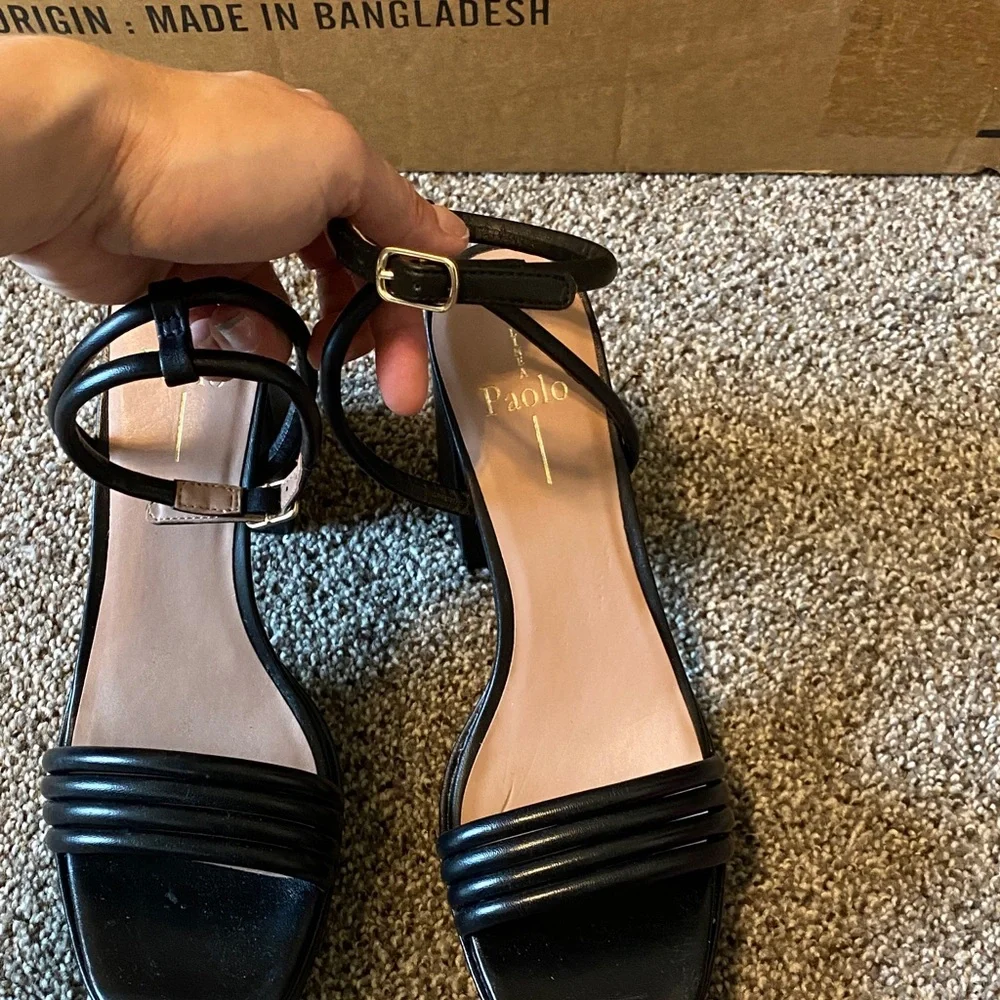 Paolo Black Strappy Block Heel Sandals